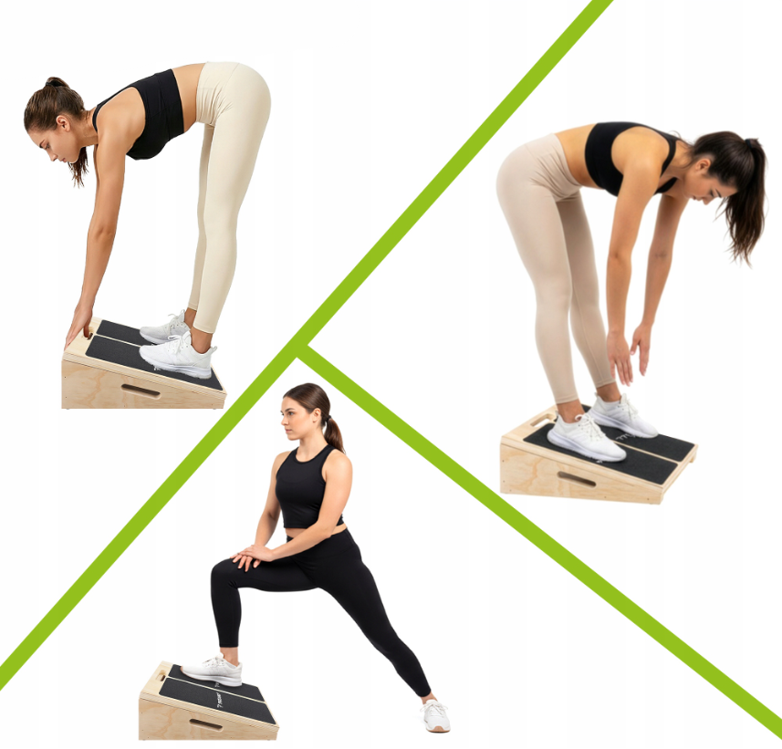 nastaviteľná drevená platforma na strečing lýtok